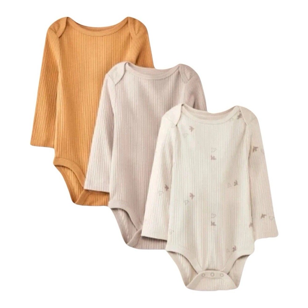 Cloud Island Baby Neutral 12 Months Long Sleeve Bodysuit 3pc Set Fall Colors NWT
